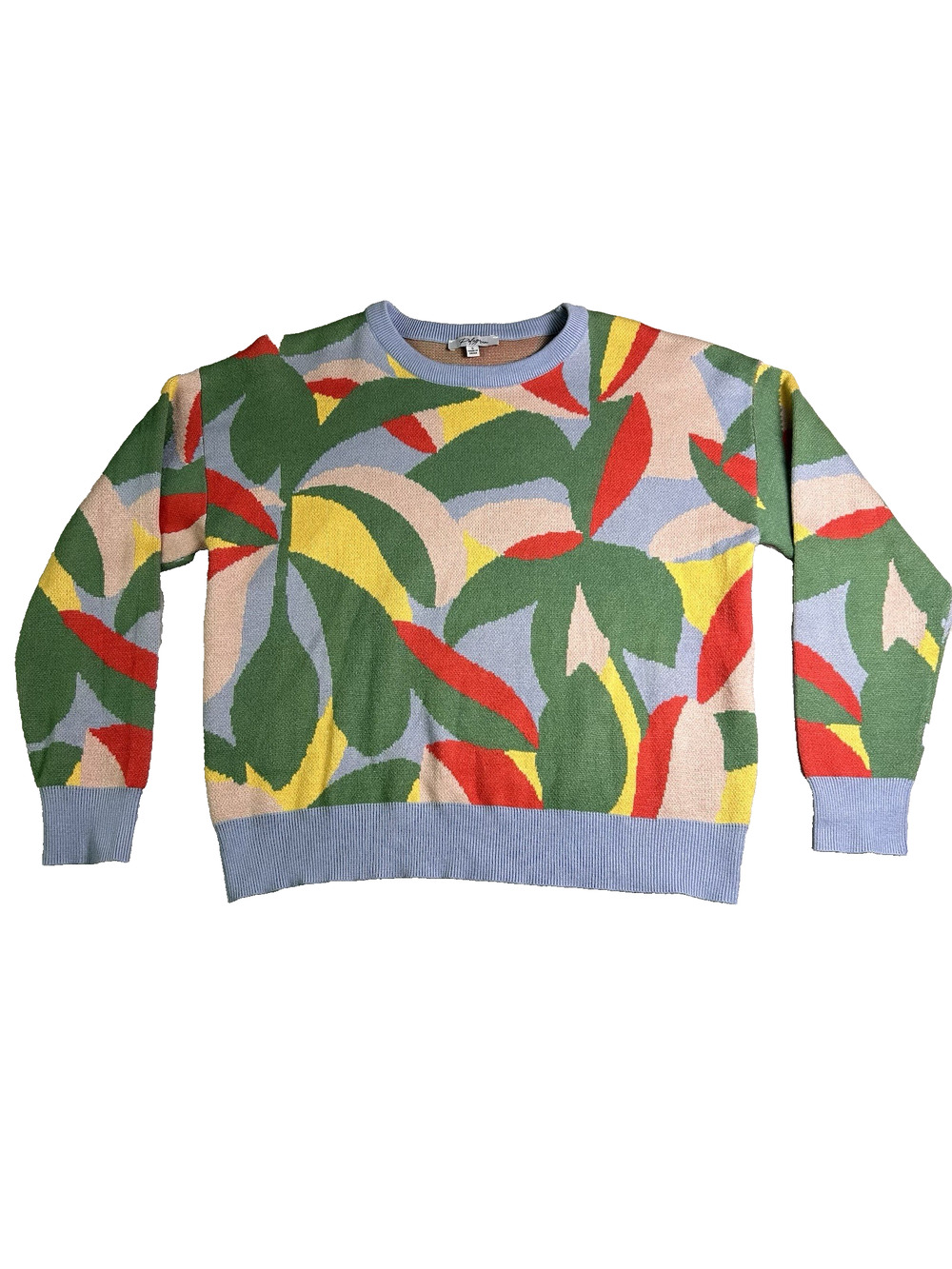 Polagram Crew Knit Sweater Womens Small Colorful Abstract Bold Maximalist